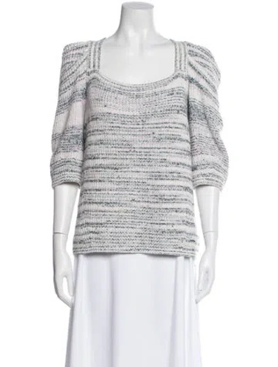 Pre-owned Ted Baker Printed Scoop Neck Sweater In White