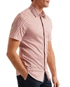 Ted Baker Printed Short Sleeve Button Front Shirt In Mid-pink