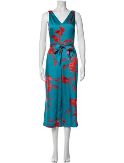Pre-owned Ted Baker Printed V-neck Jumpsuit In Multi