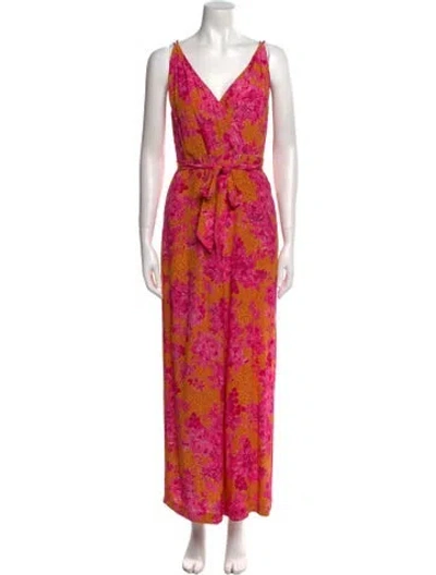 Pre-owned Ted Baker Printed V-neck Jumpsuit W/ Tags In Multi