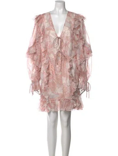 Pre-owned Ted Baker Printed V-neck Romper In Pink