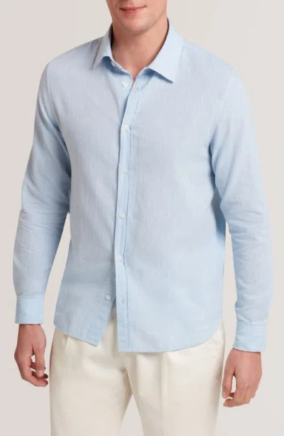 Ted Baker Prynn Regular Fit Linen & Cotton Button-up Shirt In Blue