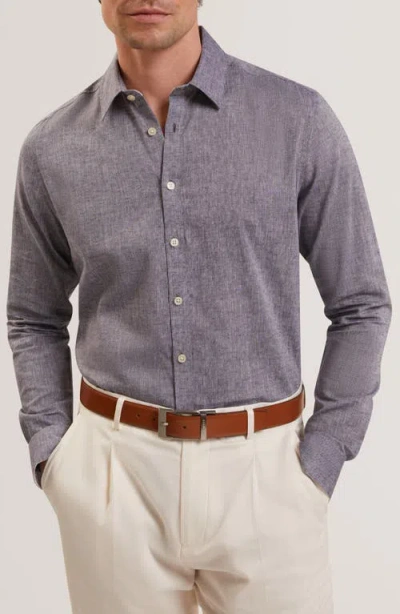 Ted Baker Prynn Regular Fit Linen & Cotton Button-up Shirt In Blue