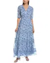 TED BAKER TED BAKER PUFF SLEEVE SMOCKED DETAIL MAXI DRESS