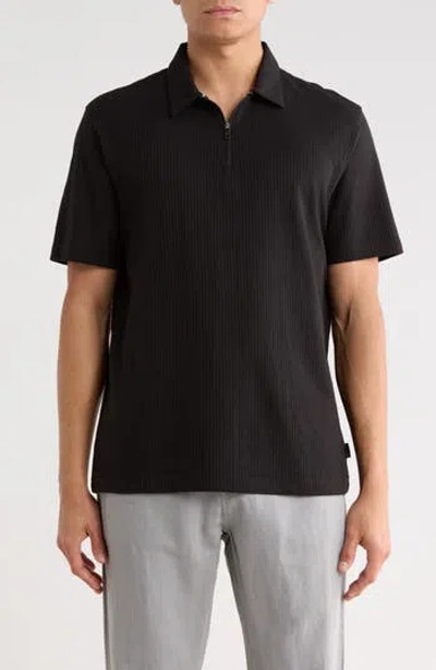 Ted Baker Quarter Zip Knit Polo In Black