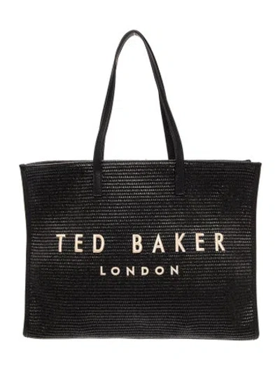 Pre-owned Ted Baker Raffia Tote In Black