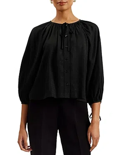 Ted Baker Raglan Puff Sleeve Blouse In Black