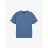 Ted Baker Mens Blue Rakes Ribbed Crewneck Cotton T-shirt