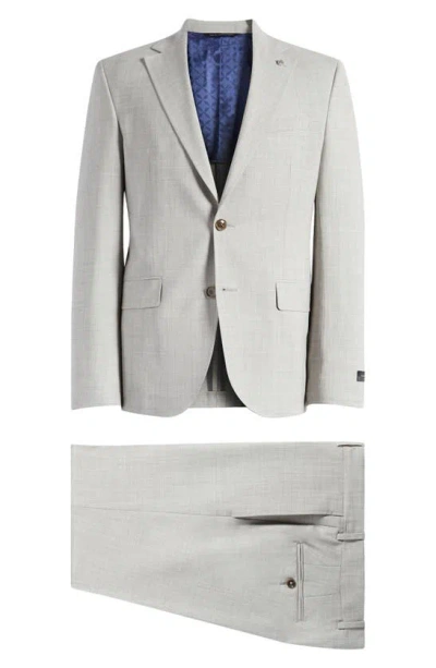 Ted Baker Ralph Extraslim Fit Mélange Stretch Wool Suit In Light Grey