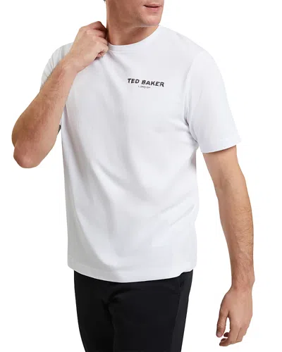 Ted Baker Ramoss Short Sleeve Relaxed Fit Flamingo Graphic Tee In White