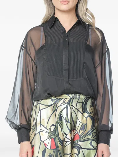 Ted Baker Rasiia Bib-detail Sheer Shirt In Black