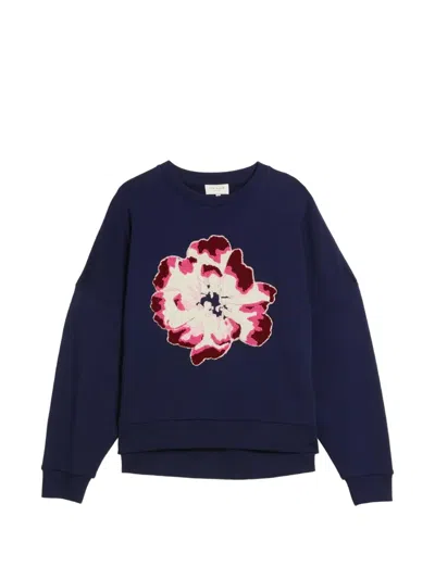 Ted Baker Raynahh Floral-embroidered Sweatshirt In Blue