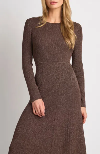 Ted Baker Rebecca Metallic Rib Midi Dress In Cocoa Glitz