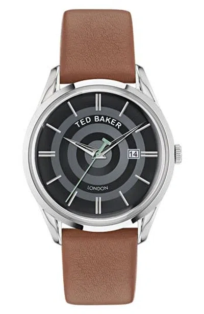 Ted Baker Recycled Stainless Steel Leather Strap Watch