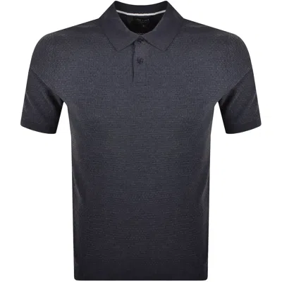 Ted Baker Redman Textured Polo T Shirt Navy