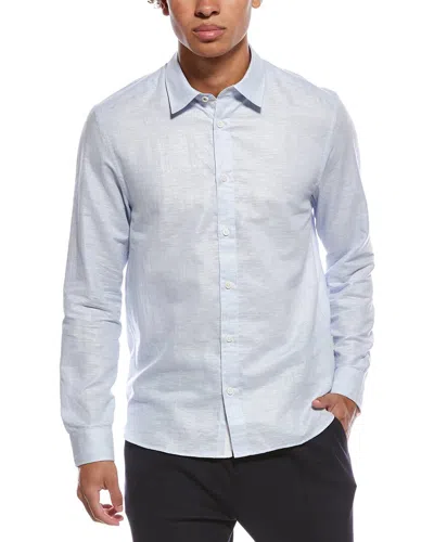 Ted Baker Regular Fit Linen-blend Shirt In Blue