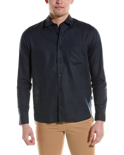 Ted Baker Remark Smart Linen-blend Shirt In Blue