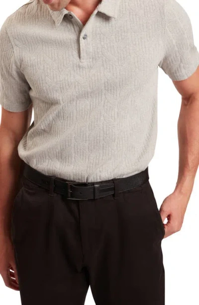 Ted Baker Rembran Cable Stitch Polo Shirt In Gray