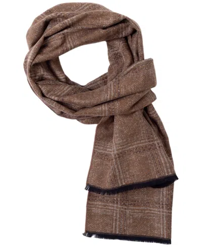 Ted Baker Reversible Plaid Windowpane Scarf In Brown