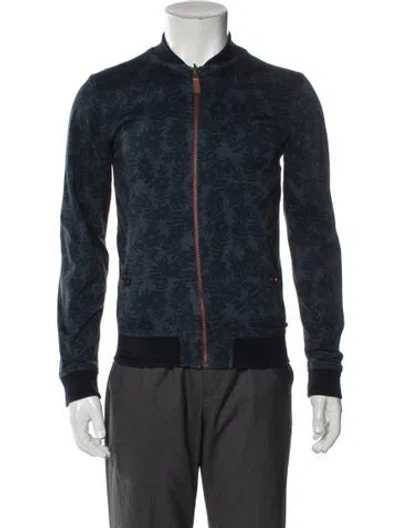 Pre-owned Ted Baker Reversible Printed Bomber Jacket In Blue