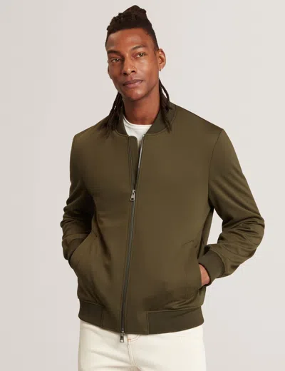 Ted Baker Reznor Jersey Zip-through Bomber Jacket In Khaki