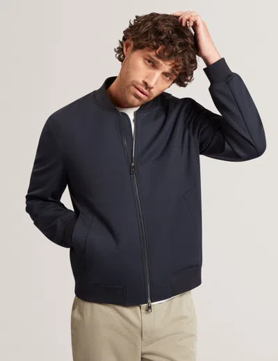 Ted Baker Reznor Jersey Zip-through Bomber Jacket In Navy