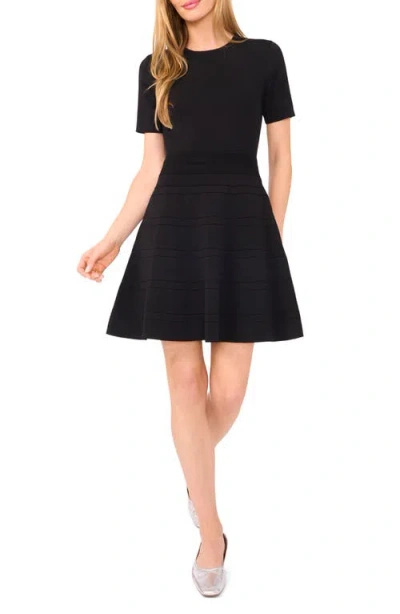 Ted Baker Rib Detail Fit & Flare Sweater Minidress In Black