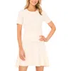 Ted Baker Short Sleeve Crewneck Keyhole Back Top With Pointelle And Rib In Neutral