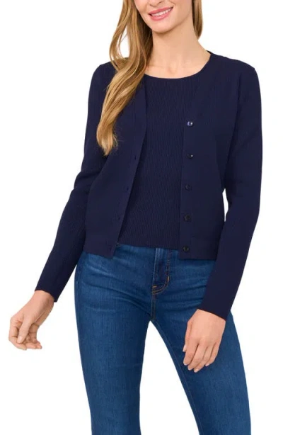 Ted Baker Rib V-neck Cardigan In Classic Navy