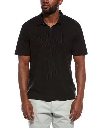 Ted Baker Rib Zip Polo Shirt In Black