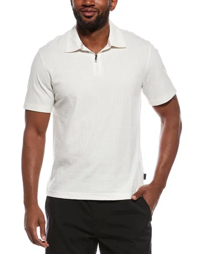Ted Baker Rib Zip Polo Shirt In White