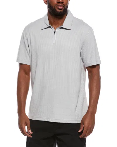 Ted Baker Rib Zip Polo Shirt In Gray