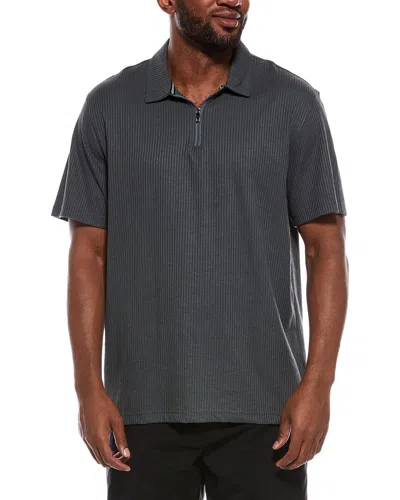 Ted Baker Rib Zip Polo Shirt In Gray
