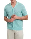 Ted Baker Ridges Short Sleeve Textured Silk And Cotton Regular Fit Button Down Shirt In Blue
