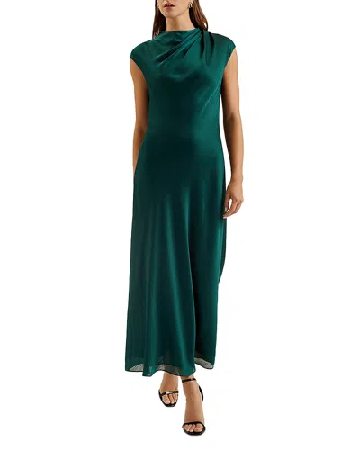 Ted Baker Rimini Draped Neck Midi Dress In Dark Green
