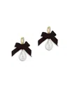 Ted Baker Riyya Ribbon Bow Imitation Pearl Huggie Drop Earrings, 0.9l In Black