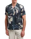 Ted Baker Rognski Tropical Floral Linen Short Sleeve Relaxed Fit Button Down Shirt In Multi