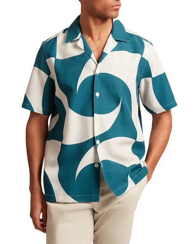 Ted Baker Roldan Short Sleeve Oversized Swirl Shirt In Blue