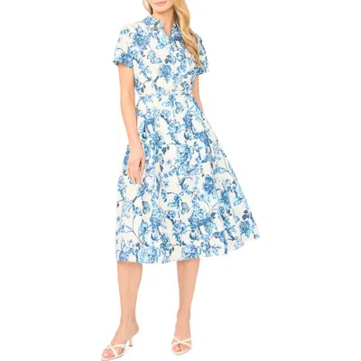 Ted Baker Rory Floral Short Sleeve Cotton Midi Shirtdress In Blue
