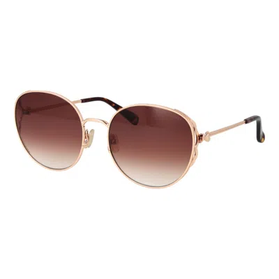 Ted Baker Rose Gold Metal Sunglasses In Brown