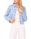 Ted Baker Rose Print Denim Jacket In Blue