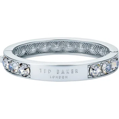 Ted Baker Rosie Crystal Hinged Bangle Bracelet In Metallic