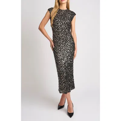 Ted Baker Rosie Sequin Cap Sleeve Sheath Midi Dress In Black