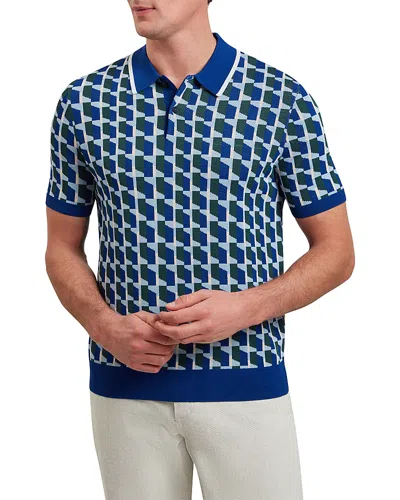 Ted Baker Rossio Geometric Polo In Light Navy