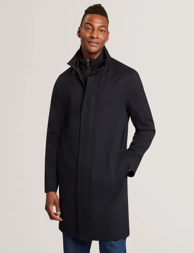 Ted Baker Ruabon Funnel Neck Longline Jacket With Liner In Navy