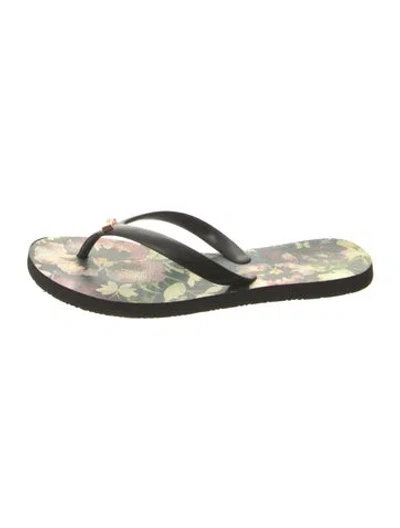 Pre-owned Ted Baker Rubber Floral Print Flip Flops In Multi