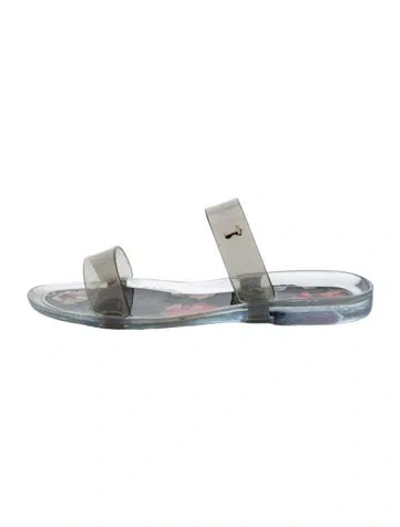Pre-owned Ted Baker Rubber Floral Print Sandals In Silver