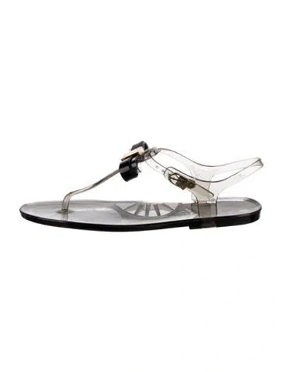 Pre-owned Ted Baker Rubber Printed T-strap Sandals In Transparent