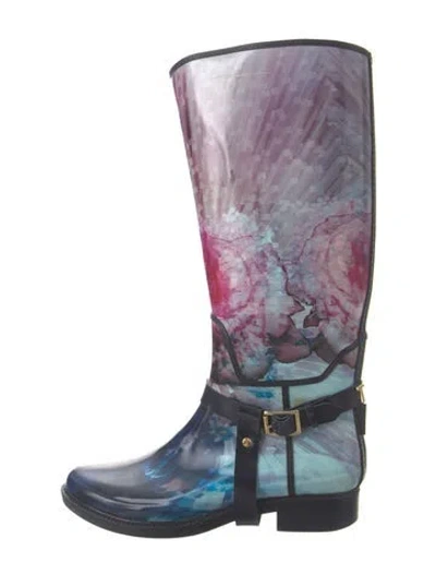 Pre-owned Ted Baker Rubber Tie-dye Print Rain Boots In Blue