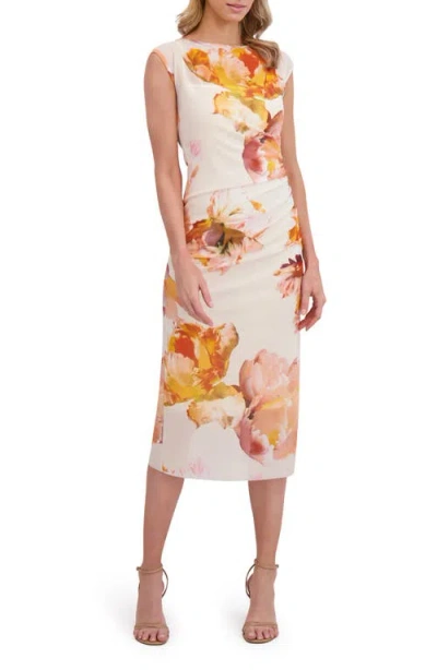 Ted Baker Ruched Mesh Midi Body-con Dress In Multi